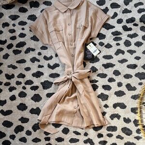 Tuckernuck Tan Mini Dress with Tie Waist